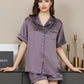 LUXANA - Silk pajama set for women, short sleeves & shorts